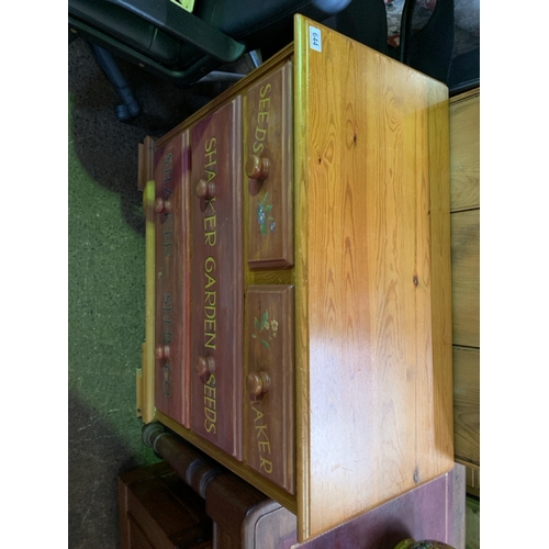 644 - Pine chest of drawers with hand painted drawer fronts.  H86cm X W92cm x D46cm