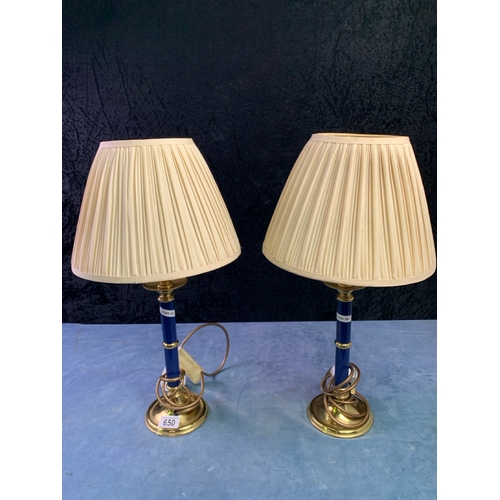 650 - Pair of decorative side lamps with shades.  H52cm to top of shades.