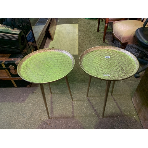 664 - Striking pair of highly decorative side tables.  H56cm x W43cm