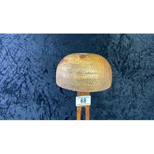 68 - Tall wooden Milliner’s hat stand, approx 66cm tall