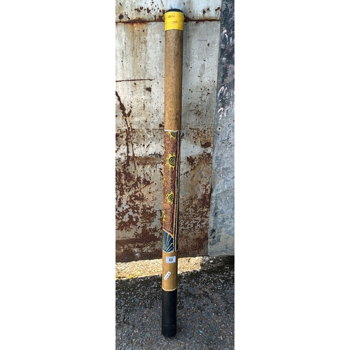 69 - Didgeridoo with hand painted detail, approx. 130cm long