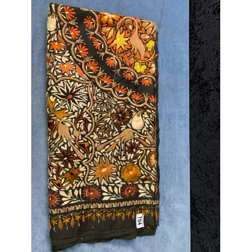 704 - A fabulous, richly and heavily embroidered cover in deep autumnal sunset colours on a black backgrou... 