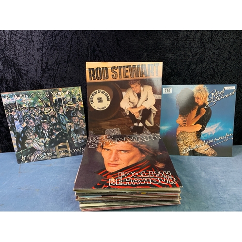 716 - A great collection of albums with 9 Rod Stewart. Elvis, 10cc and more