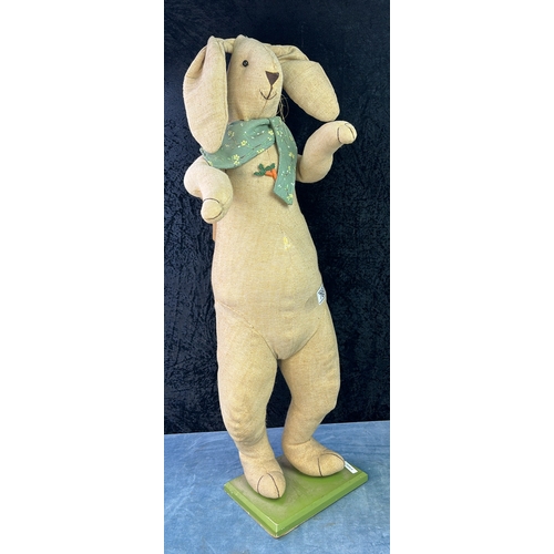 765 - Large hessian Bunny Rabbit carrying carrots 89cm approx