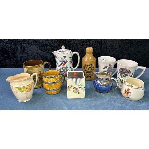 792 - Selection of china items inc a Coronetware, Parrott and Co sugar pot, a Wedgwood Fallow deer jug, Po... 