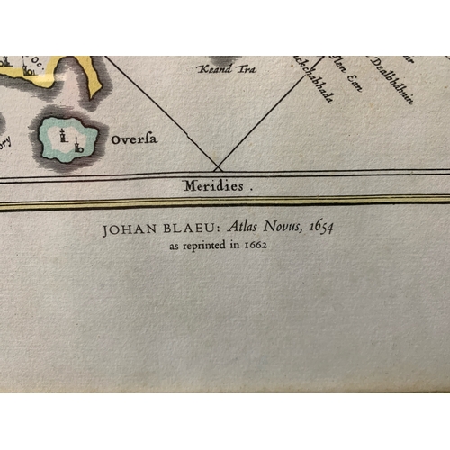 14 - Framed print of a Johan Blaeu Atlas News 1654 map of Scottish Isles