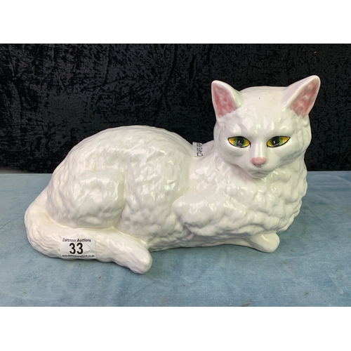 33 - Large Portuguese Bordallo Pinheiro ceramic cat