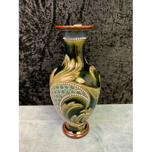 36 - Two Doulton Lambeth vases (smaller one has very small chip to rim)
