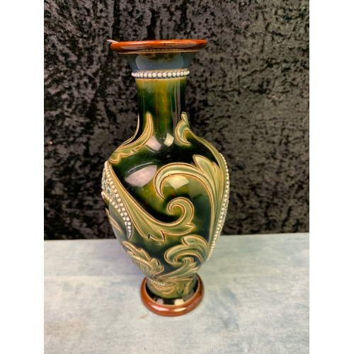 36 - Two Doulton Lambeth vases (smaller one has very small chip to rim)