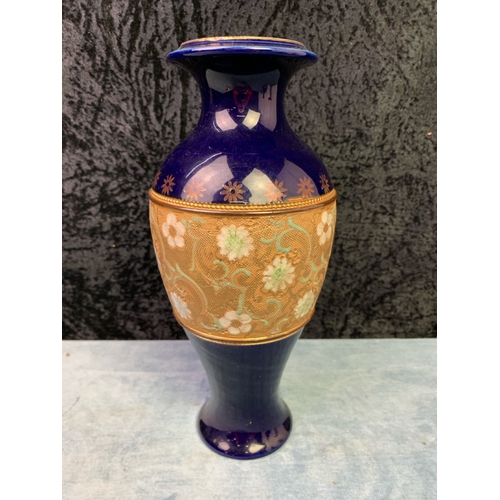 36 - Two Doulton Lambeth vases (smaller one has very small chip to rim)