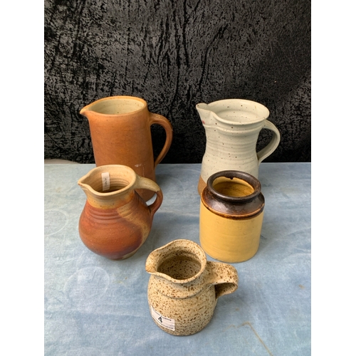 4 - Four 1970s studio pottery jugs two with maker’s marks, inc from Berry (Beresford) Pealing, Town Mill... 