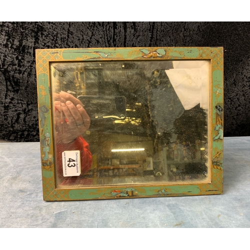 43 - Freestanding mirror with hand painted Oriental design (chips to paintwork)