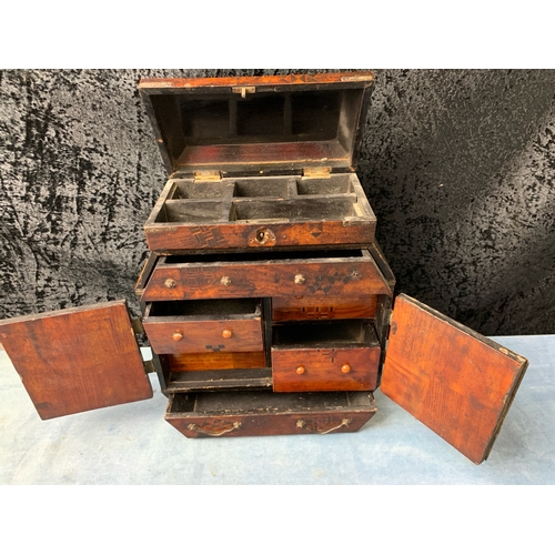 44 - Small Oriental / Chinese / Japanese cabinet with internal drawers (approx 27cm tall), a miniature ch... 