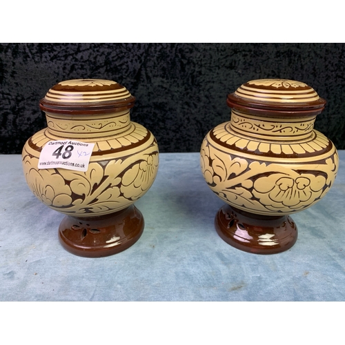 48 - Pair of slipware lidded pots