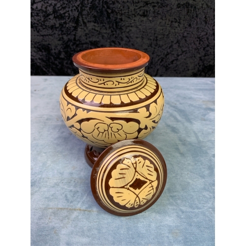 48 - Pair of slipware lidded pots