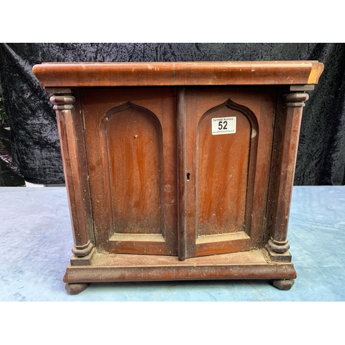 52 - Small wooden cabinet with internal drawers, approx 35.5cm x 37.5cm x 22cm