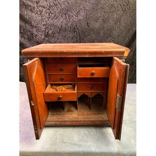 52 - Small wooden cabinet with internal drawers, approx 35.5cm x 37.5cm x 22cm