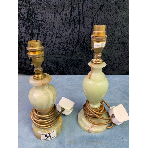 54 - Pair of onyx table lamp bases