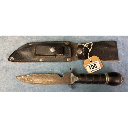 100 - Knife/dagger with compass in handle, in sheath