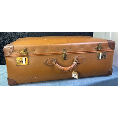 105 - Large vintage leather suitcase