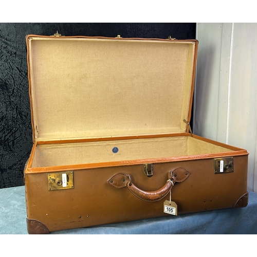 105 - Large vintage leather suitcase