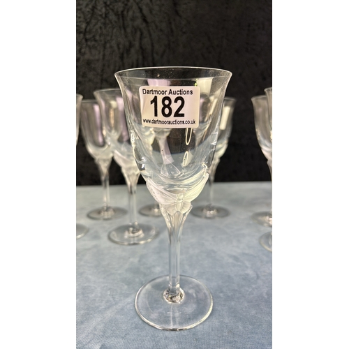 182 - A truly beautiful set of 10 Hanae Mori, frosted Butterfly stem glasses from the 1990 Franklin Mint M... 