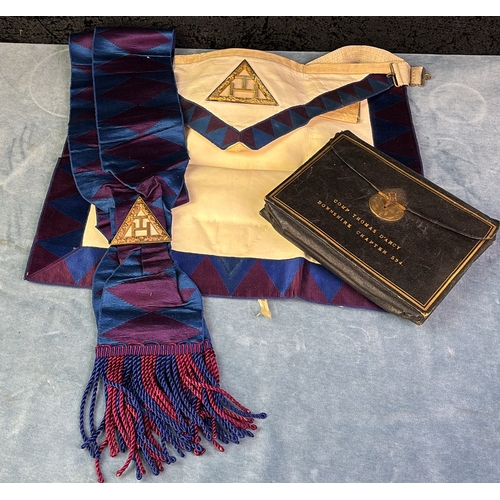 203 - Masonic items from Downshire Chapter 594 Comp Thomas D'Arcy, with apron and sash