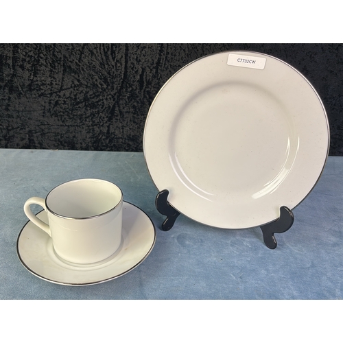 230 - Royal Worcester 'Classic Platinum' tableware inc dinner and side plates, cups, bowls etc