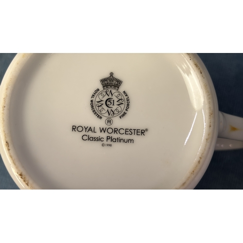 230 - Royal Worcester 'Classic Platinum' tableware inc dinner and side plates, cups, bowls etc