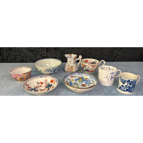 256 - A classic collection of antique china inc 18c New Hall Boy at the Window tea bowl, Worcester c1780 s... 