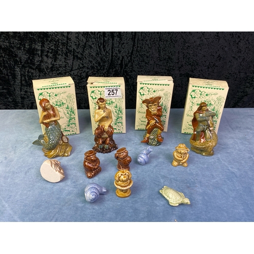 257 - 4 figurines from the British Myths and Legends collection by Wade inc Mermaid, Puck, Cornish Tin min... 