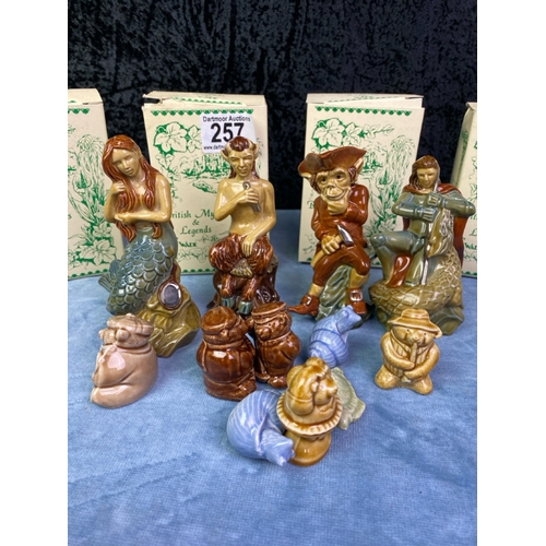 257 - 4 figurines from the British Myths and Legends collection by Wade inc Mermaid, Puck, Cornish Tin min... 