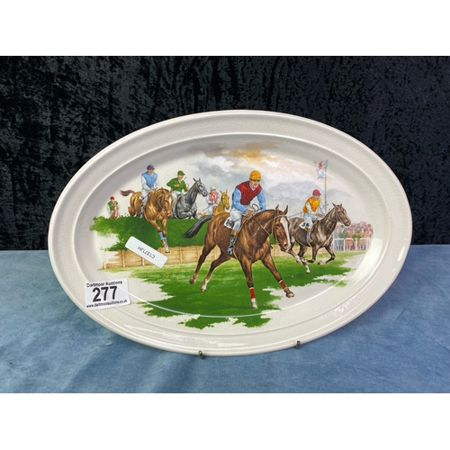 277 - Portmeirion Pottery oval plate featuring horse racing