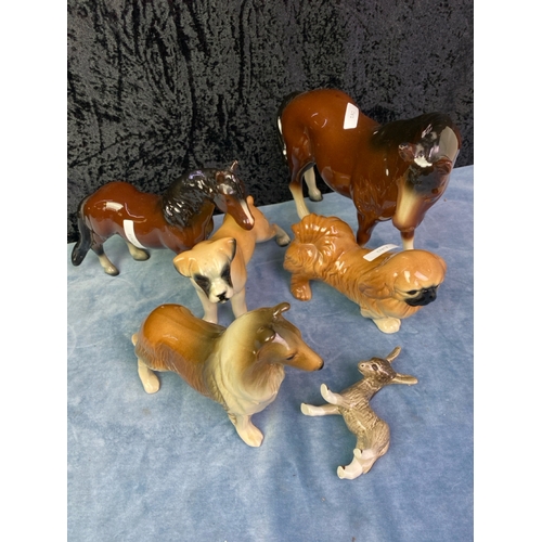 291 - Lovely collection of vintage ceramic animal figurines inc Great Dane, Pekinese, horses etc