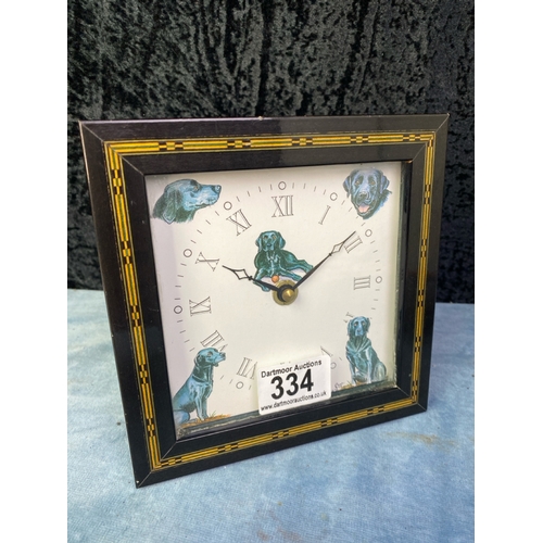 334 - Bryn Parry Studios desktop clock with black Labrador design