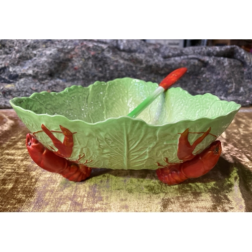 389 - Carlton Ware cabbage / lettuce pattern lobster design bowl with spoon and serving dish along with fo... 