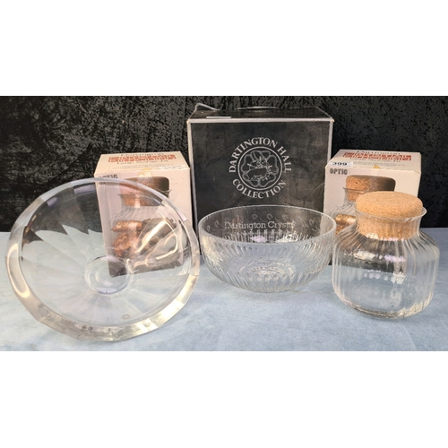 399 - Boxed Dartington Crystal storage jars, Dartington Hall Collection fruit / salad bowl and an unboxed ... 