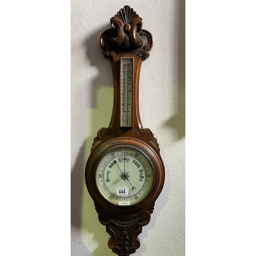 444 - Carved oak framed banjo barometer, approx 92cm tall