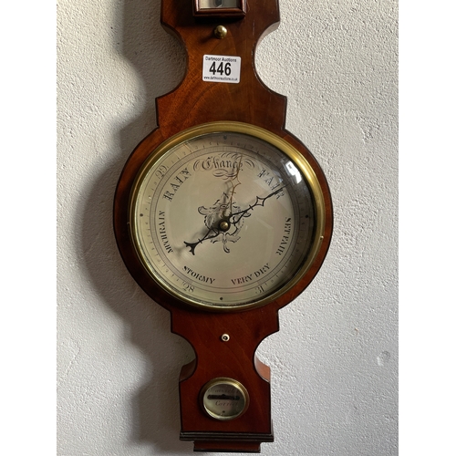 446 - Banjo barometer, approx 100cm tall