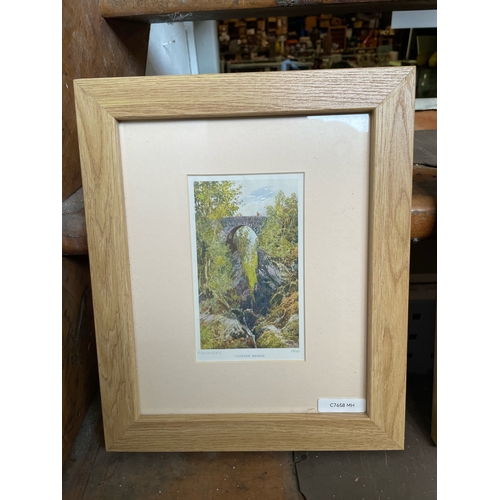 469 - Selection of framed Devon artwork - Two limited edition signed prints of Widecombe-in-the-Moor and P... 