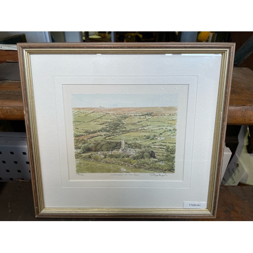 469 - Selection of framed Devon artwork - Two limited edition signed prints of Widecombe-in-the-Moor and P... 