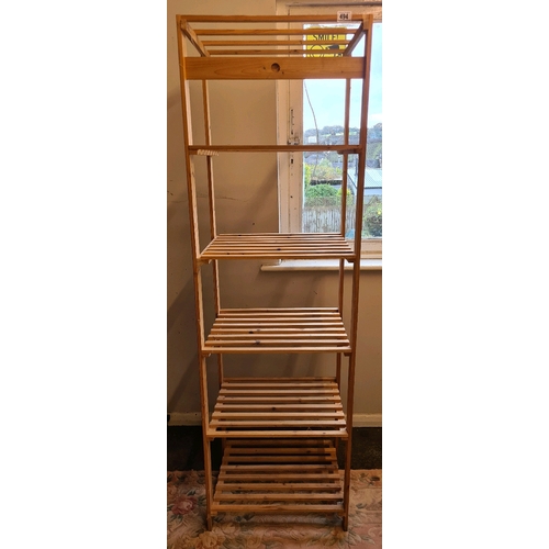 494 - Wooden shelving unit, approx 174cm x 53.5cm x 45cm