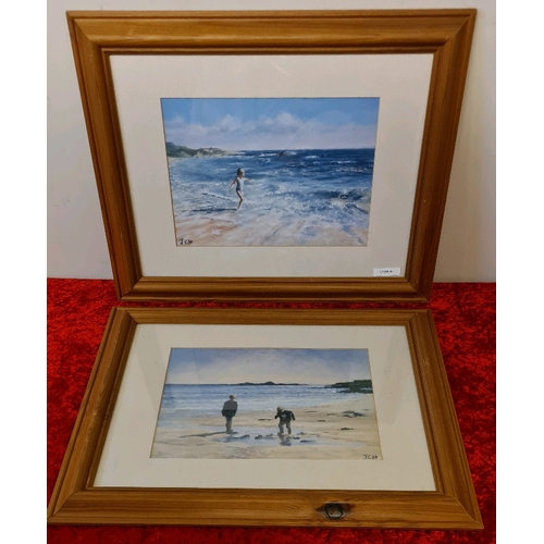 504 - Four framed coastal / seaside them prints