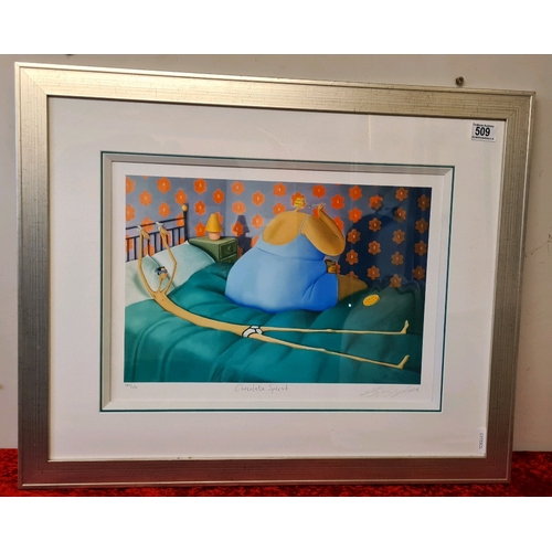 509 - Framed limited edition signed print entitled ‘Chocolate Spread’ by Sarah Jane Szikora, frame approx ... 