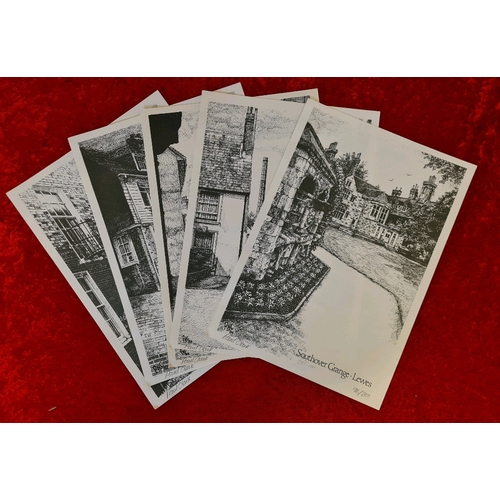 513 - Set of five unframed signed limited edition etching prints of scenes in Lewes by Paul Clark, approx ... 