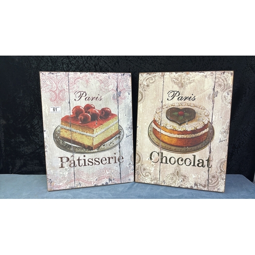 61 - Two print on wood box pictures depicting yummy desserts