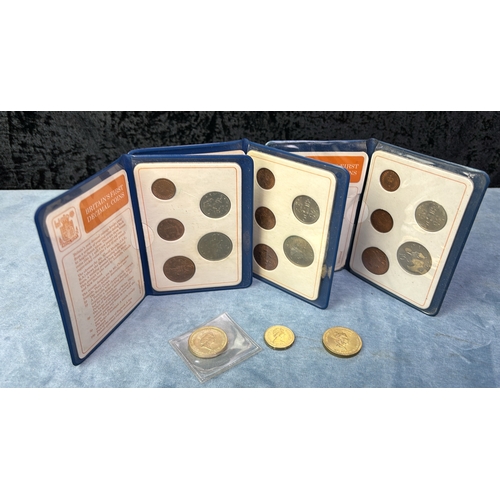 645 - Three sets of Britain’s First Decimal Coins, two old £2 and one £1 coins