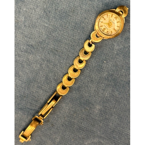 714 - 9ct gold ladies bracelet watch (incomplete).8gms.