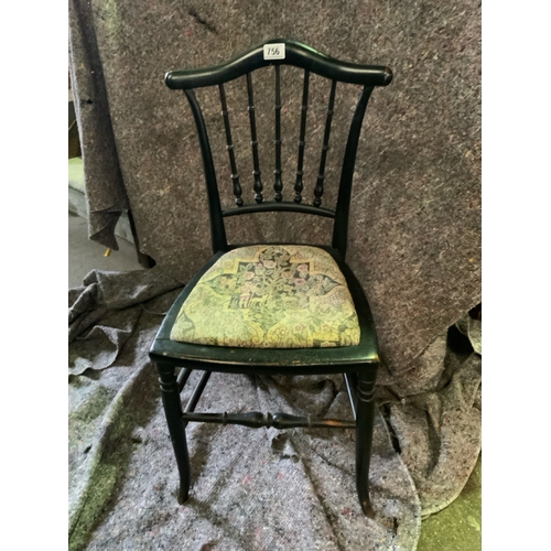 756 - Gorgeous small tapestry seated Victorian bedroom chair.  Finely turned detailing to backrest, legs a... 