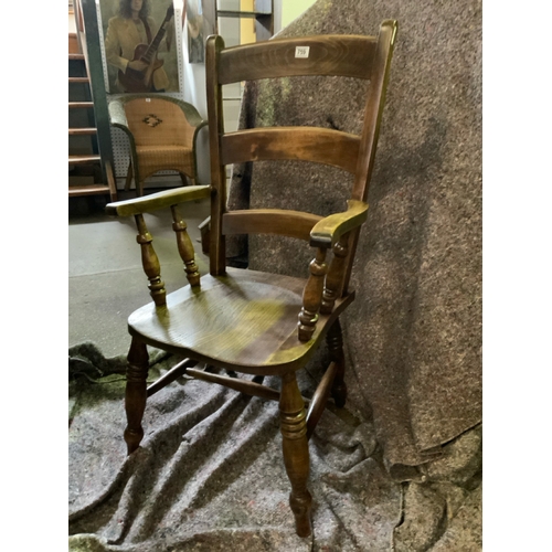 759 - Wonderful, rustic, sturdy, elm slat-back farmhouse chair of generous proportions.